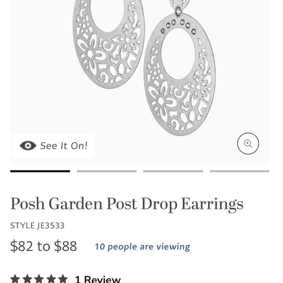 New Brighton silver posh garden floral post drop dangly earrings Feminine gifts - Picture 3 of 13